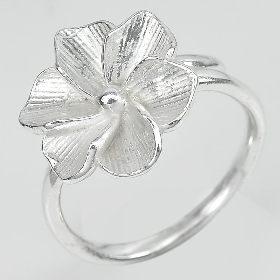 925 Sterling Silver Ring Jewelry 5.21 Grams Flower Design Size 6 (1 of 3)