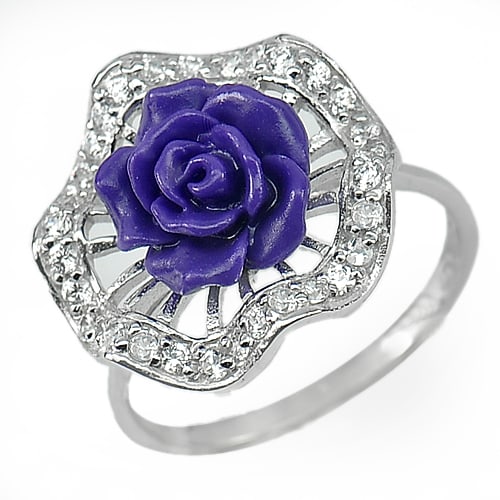 925 Sterling Silver Ring Jewelry 3.60 Grams with Purple Flower Resin Size 8: Product ID: 281070636 Product Type: 925 Sterling Silver Fine Jewelry Jewelry Weight: 3.60 Grams. Ring Size: 8 Resizable(Fee) Gemstones Color: Purple Metal: Solid Silver 92.5%. Gemstone Detail: Center: