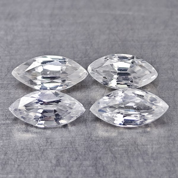 Natural White Zircon Gemstones 3.52 Ct. 4 Pcs. Marquise Shape 8.1 x 4 Mm.: Product ID: 807742874 Product Name: Natural Zircon Weight: 3.52 CT. Size: 8.1 x 4 x 2.7 MM. Shape: Marquise Color: White Clarity:VSI Luster: Very Good Gems Origin: Cambodia Treatment: Heated Crystal S
