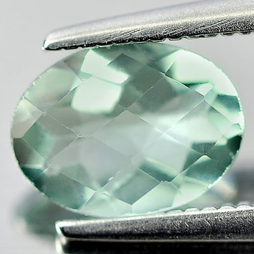 Natural Green Fluorite Gemstones 1.23 Ct. Oval Checkerboard Cut 8.1 x 6.1 Mm.: Product ID: 802702040 Product Name: Natural Fluorite Weight: 1.23 CT. Size: 8.1 x 6.1 x 3.9 MM. Shape: Oval Checkerboard Color: Green Clarity:VSI Luster: Good Gems Origin: Brazil Treatment: Unheated C