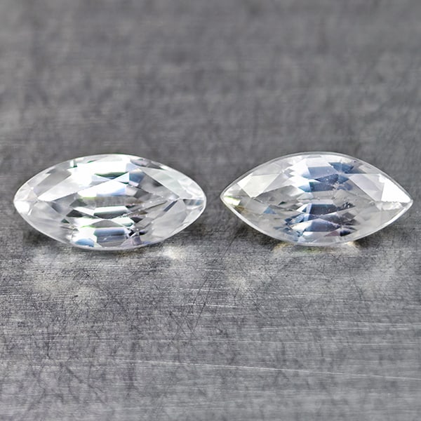 Natural White Zircon Gemstones 1.42 Ct. 2 Pcs. Marquise Shape 7.9 x 3.8 Mm.: Product ID: 807742877 Product Name: Natural Zircon Weight: 1.42 CT. Size: 7.9 x 3.8 x 2.6 MM. Shape: Marquise Color: White Clarity:VSI Luster: Very Good Gems Origin: Cambodia Treatment: Heated Crystal