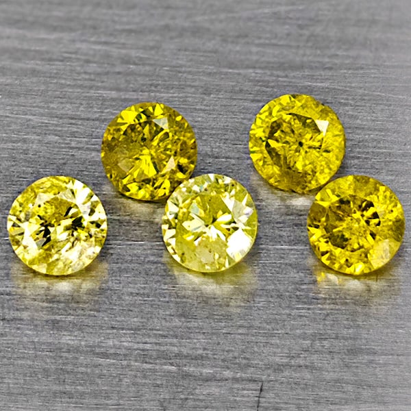 Natural Yellow Diamond 0.38 Ct. 5 Pcs. Round Diamond Cut 2.75 Mm. (1 of 3)