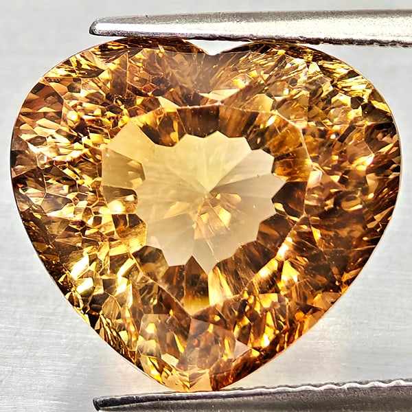Natural Imperial Topaz Gemstones 12.70 Ct. Heart Concave Cut 14.5 x 13.2 Mm. (1 of 3)