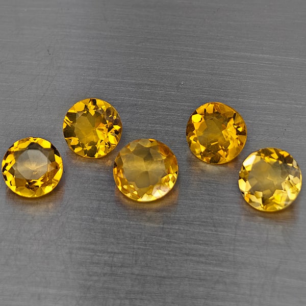 Natural Yellow Citrine Gemstones 5.01 Ct. 5 Pcs. Round Shape 7 Mm. (1 of 3)