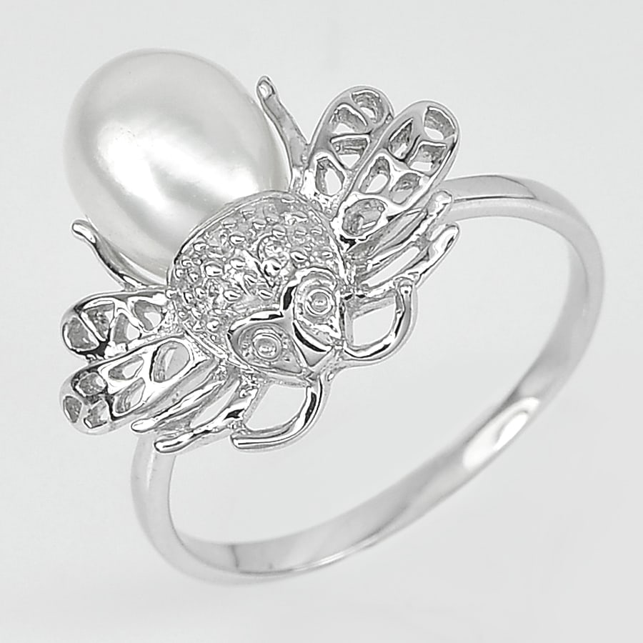 Natural White Pearl 925 Sterling Silver Ring Jewelry White Gold Plated 3.60 Grams Size 9.5: Product ID: 207100608 Product Type: 925 Sterling Silver Fine Jewelry Jewelry Weight: 3.60 Grams. Ring Size: 9.5 Resizable(Fee) Gemstones Color: White Metal: Solid Silver 92.5%. Gemstone Detail: Center