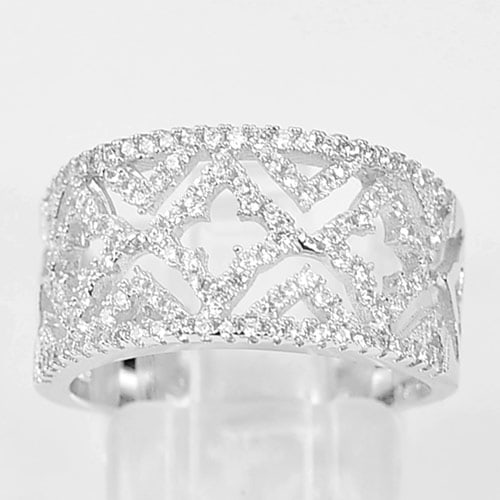 925 Sterling Silver Ring Jewelry White Gold Plated 4.63 Grams Size 7 (1 of 3)
