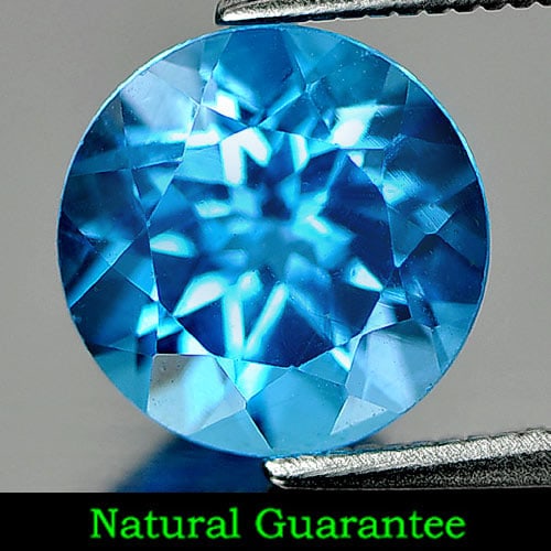 Natural Swiss Blue Topaz Gemstones 3.59 Ct. Clean Round Shape 9.2 Mm.: Product ID: 807158457 Product Name: Natural Blue Topaz Weight: 3.59 CT. Size: 9.2 x 9.2 x 6.4 MM. Shape: Round Color: Swiss Blue Clarity:IF Luster: Very Good Gems Origin: Brazil Treatment: Treated Cry