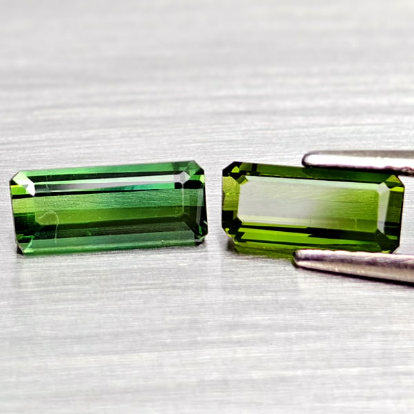 Natural Green Tourmaline Gemstones 1.74 Ct. 2 Pcs. Octgon Shape: Product ID: 807250885 Product Name: Natural Tourmaline Weight: 1.74 CT. Size: 8.8 x 3.7 x 3 to 8.2 x 3.9 x 2.6 MM. Shape: Octagon Color: Green Clarity:VSI Luster: Good Gems Origin: Nigeria Treatment: 