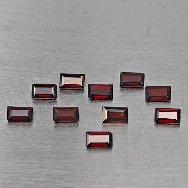 Natural Orangish Red Garnet Gemstones 3.47 Ct. 10 Pcs. Baguette Shape 5.2 x 3.1 Mm. (1 of 3)