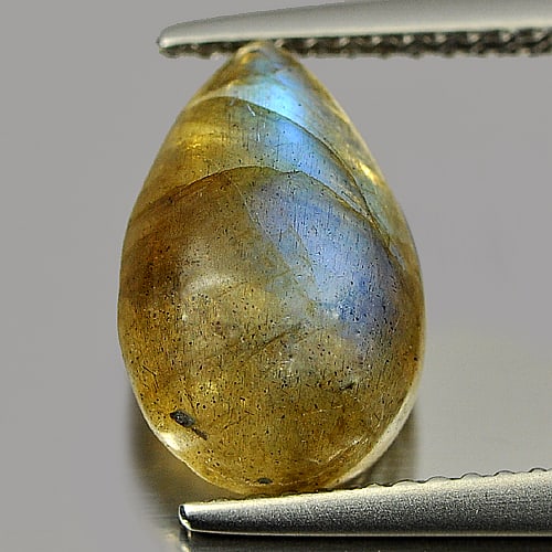 Natural Multi Color Labradorite Gemstones 3.30 Ct. Pear Cabochon Shape 12 x 8 Mm. (1 of 3)