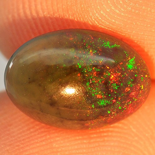 Natural Multi Color Opal Gemstones 1.53 Ct. Oval Cabochon Shape 11.4 x 7.9 Mm. (1 of 3)