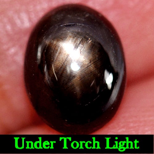 Natural Black Star Sapphire 3.13 Ct. Oval Cabochon Shape 9.3 x 7.1 Mm Gemstone from Thailand (1 of 3)