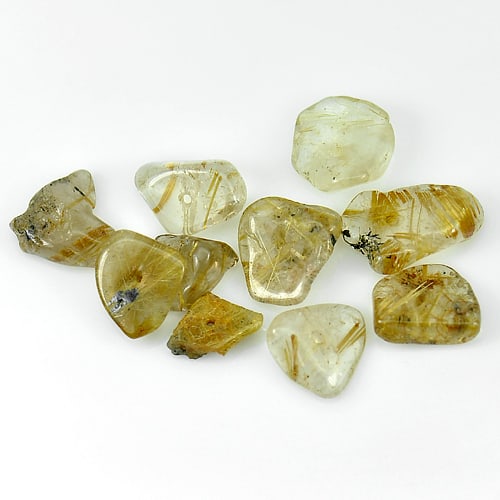 Natural Yellow Golden Rutilated Quartz Gemstones 23.11 Ct. Rough with Drilled 11.6 x 10.6 Mm.: Product ID: 819600244 Product Name: Natural Quartz Weight: 23.11 CT. Size: 11.6 x 10.6 x 4.3 MM. Shape: Rough Drilled Color: Yellow Clarity:Opaque Luster: Good Gems Origin: Thailand Treatment: Unheate