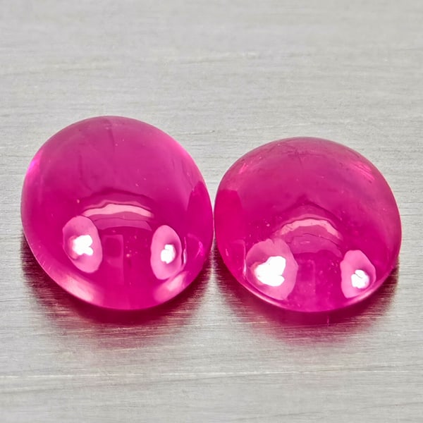Natural Pink Red Jonson Ruby Gemstones 0.89 Ct. 2 Pcs. Oval Cabochon Shape 5.1 x 4.1 Mm (1 of 3)
