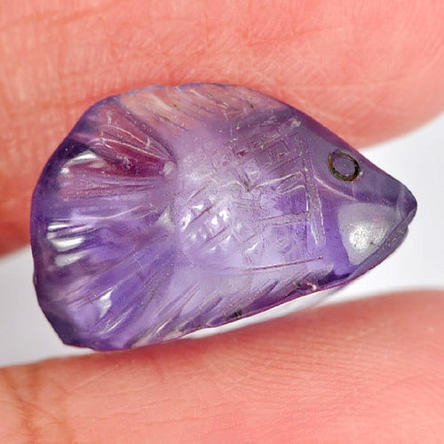 Natural Violet Amethyst Gemstones 6.51 Ct. Fish Carving Shape 17 x 10.8 Mm. (1 of 3)