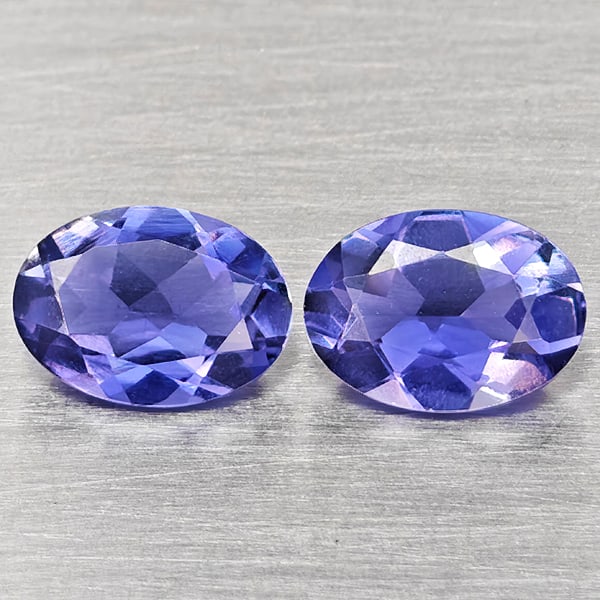 Natural Violetish Blue Iolite Gemstones 1.19 Ct. 2 Pcs. Oval Shape 7.1 x 5.1 Mm. (1 of 3)