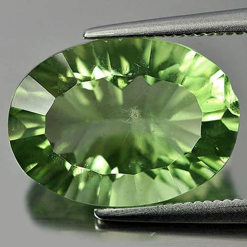 Natural Green Fluorite Gemstones 6.71 Ct. Oval Concave Cut 14.3 x 10.4 Mm. (1 of 3)