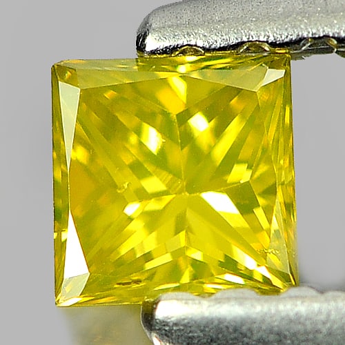 Natural Yellow Diamond 0.16 Ct. Square Princess Cut 3 x 3 x 2 Mm. (1 of 3)