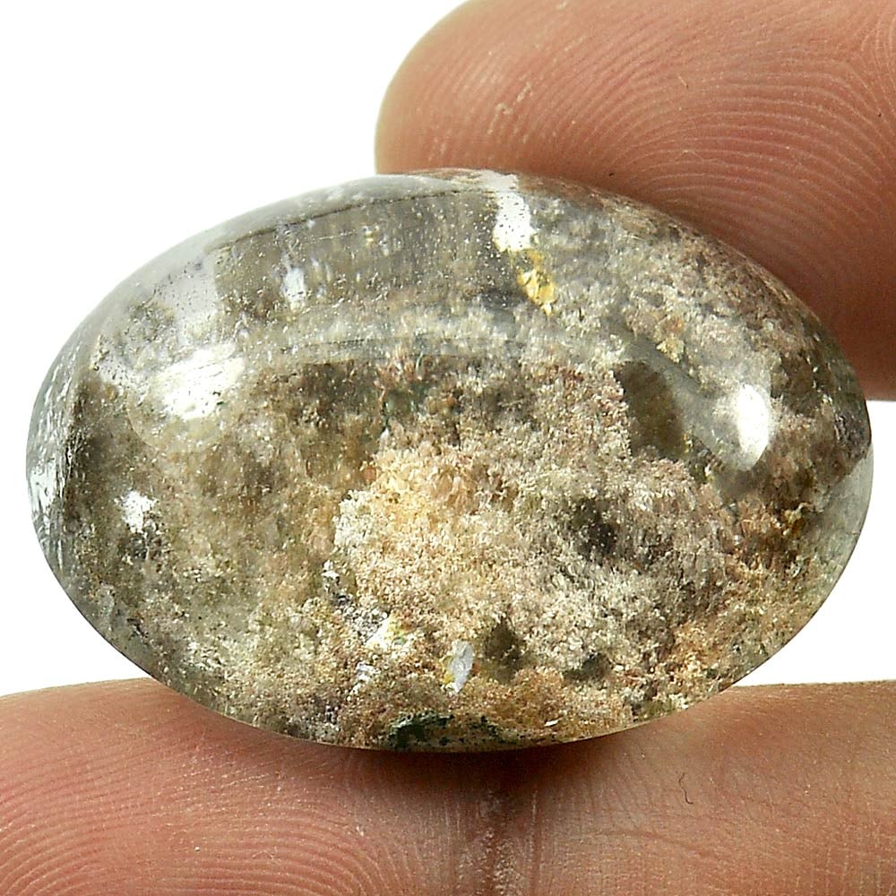 Natural Moss Quartz Gemstones 60.89 Ct. Oval Cabochon Shape 29 x 22 Mm.: Product ID: 805529224 Product Name: Natural Quartz Weight: 60.89 CT. Size: 29 x 22 x 14.2 MM. Shape: Oval Cabochon Color: White Clarity:Semi - Transparent Luster: Good Gems Origin: Thailand Treatment: