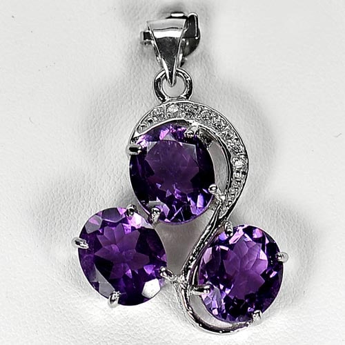 Natural Purple Amethyst Gemstones with 925 Sterling Silver Pendant Jewelry 7.38 Grams (1 of 3)