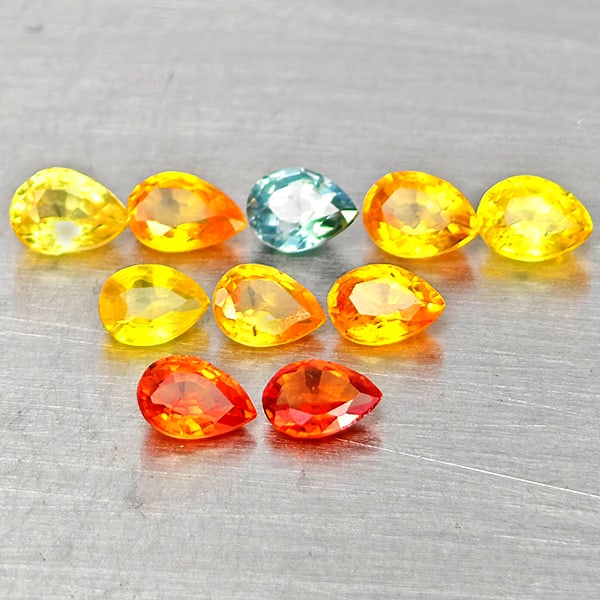 Natural Fancy Color Sapphire Gemstones 1.60 Ct. 10 Pcs. Pear Shape Mixed Size: Product ID: 806162731 Product Name: Natural Fancy Color Sapphire Weight: 1.60 CT. Size: 4 x 3 x 1.4 to 3.7 x 2.8 x 1.5 MM. Shape: Pear Shape Color: Fancy Color Clarity:VVS - VSI Luster: Very Good Gems