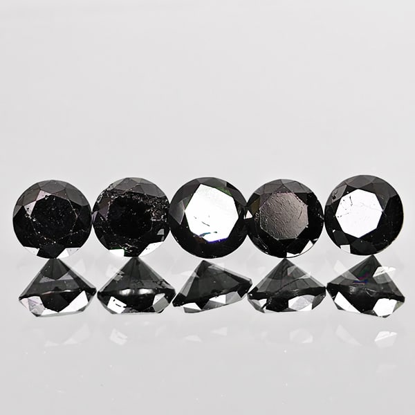 Natural Black Loose Diamond 0.81 Ct. 5 Pcs Round Diamond Cut 3.3 Mm (1 of 3)