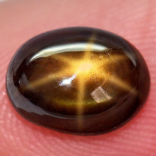 Natural Golden Star Sapphire Gemstones 6 Rays 2.27 Ct. Oval Cabochon Shape 8.6 x 6.5 Mm. (1 of 3)