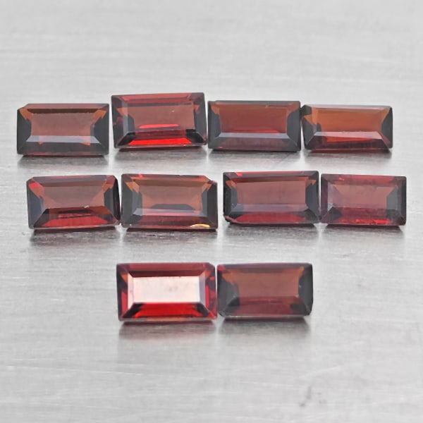 Natural Orangish Red Garnet Gemstones 3.04 Ct. 10 Pcs. Baguette Shape 5.2 x 3.2 Mm.: Product ID: 802937878 Product Name: Natural Red Garnet Weight: 3.04 CT. Size: 5.2 x 3.2 x 2 MM. Shape: Baguette Shape Color: Orangish Red Clarity:SI1 Luster: Good Gems Origin: Tanzania Treatment: Unhe