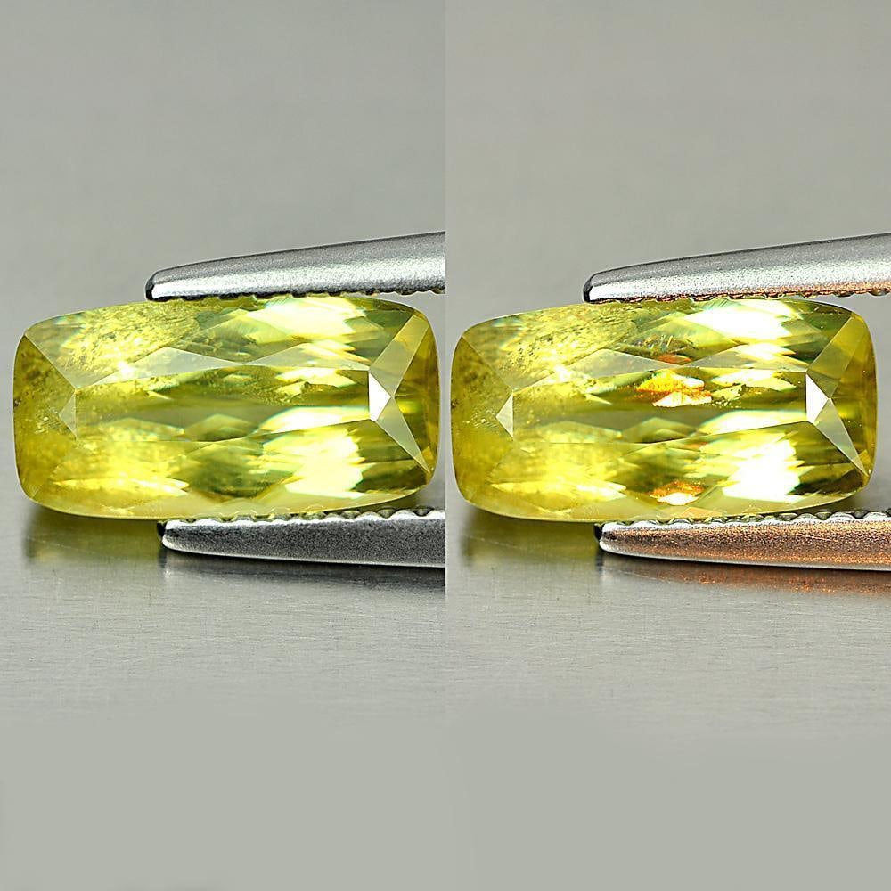Natural Green Titanium Sphene With Rainbow Spark 1.90 Ct. Cushion Shape 10.1 x 5.3 Mm.: Product ID: 806507908 Product Name: Natural Sphene Weight: 1.90 CT. Size: 10.1 x 5.3 x 3.6 MM. Shape: Cushion Color: Green Clarity:SI1 Luster: Adamantine Gems Origin: Madagascar Treatment: Unheated Cr