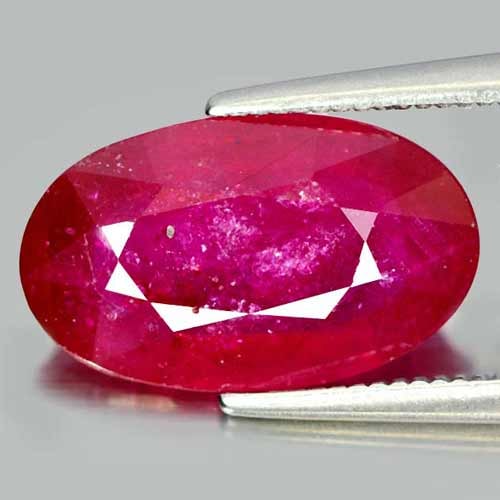 Natural Purplish Red Ruby Gemstones 4.80 Ct. Oval Shape 13.6 x 8.3 Mm. (1 of 3)