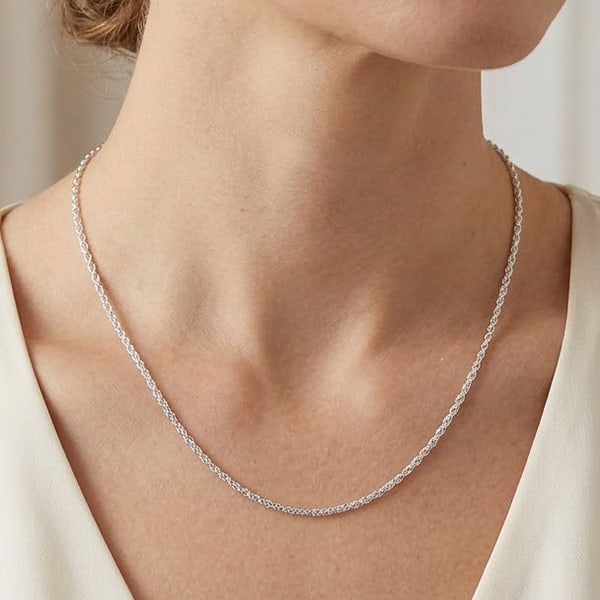 925 Sterling Necklace Silver Jewelry Length 32 Inch. weight 4.16 G. Thailand (1 of 3)