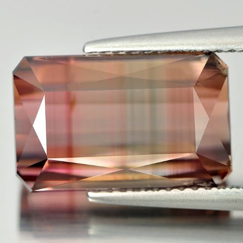 Natural Bi Color Tourmaline Gemstones 10.17 Ct. Clean Octagon Shape 14.12 x 8.88 Mm. (1 of 4)