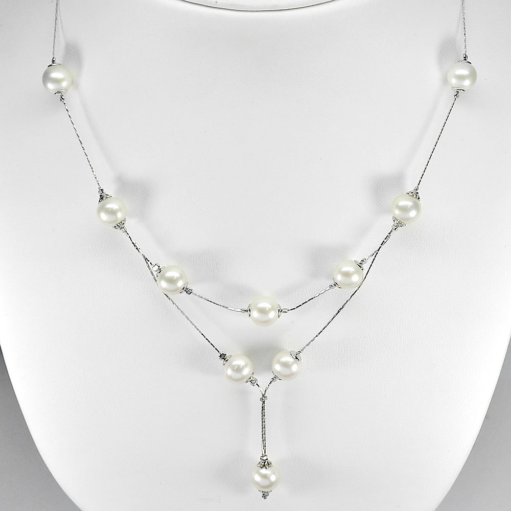 Natural White Pearl with 925 Sterling Silver Necklace Jewelry 12.28 Grams Length 20 Inch.: Product ID: 805205562 Product Type: 925 Sterling Silver Fine Jewelry Jewelry Weight: 12.28 Grams. Gemstones Color: White Metal: Solid Silver 92.5%. Gemstone Detail: Center: Round White Color Pearl Siz
