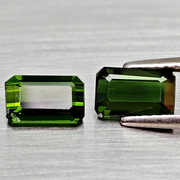 Natural Green Tourmaline Gemstones 1.92 Ct. 2 Pcs. Octgon Shape: Product ID: 807250882 Product Name: Natural Tourmaline Weight: 1.92 CT. Size: 7 x 4.4 x 3.3 to 6.9 x 4.3 x 3.3 MM. Shape: Octagon Color: Green Clarity:VSI Luster: Good Gems Origin: Nigeria Treatment: 