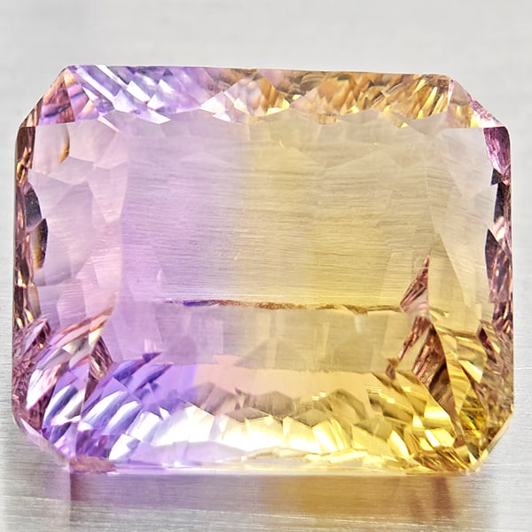 Natural Bi Color Ametrine Gemstones 7.71 Ct. Octagon Concave Cut 12.6 x 11.5 Mm. (1 of 3)