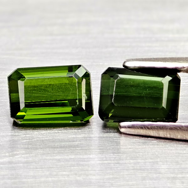 Natural Green Tourmaline Gemstones 1.70 Ct. 2 Pcs. Octgon Shape and Mixed Size: Product ID: 807250886 Product Name: Natural Tourmaline Weight: 1.70 CT. Size: 6.2 x 4.5 x 3.5 to 5.9 x 4.3 x 3.3 MM. Shape: Octagon Color: Green Clarity:VSI Luster: Good Gems Origin: Nigeria Treatment