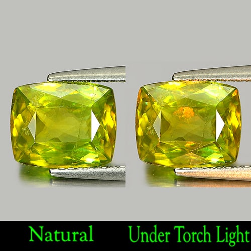Natural Multi Color Sphene Gemstones Red Spark 3.16 Ct. Cushion Shape 9.5 x 8 Mm.: Product ID: 806502778 Product Name: Natural Sphene Weight: 3.16 CT. Size: 9.5 x 8 x 4.4 MM. Shape: Cushion Color: Multi Color With Red Spark Clarity:SI Luster: Adamantine Gems Origin: Madagascar Treat