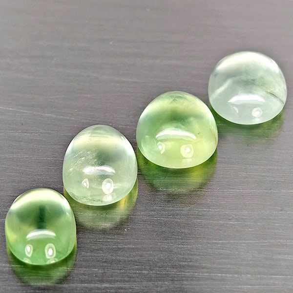 Natural Green Prehnite Gemstones 6.61 Ct. 4 Pcs. Oval Cabochon Shape and Mixed Size (1 of 3)