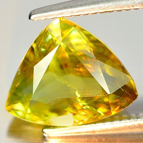 Natural Multi Color Sphene Gemstones Red Spark 2.38 Ct. Trilliant Natural 9.5 x 7.8 Mm. (1 of 3)