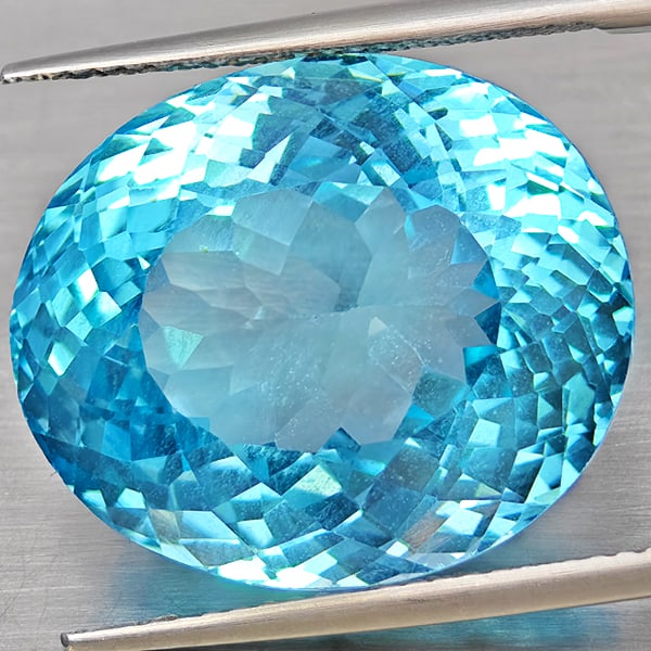 Natural Baby Blue Color Topaz Gemstones 32.61 Ct. Oval Shape 19 x 16.3 Mm. (1 of 3)