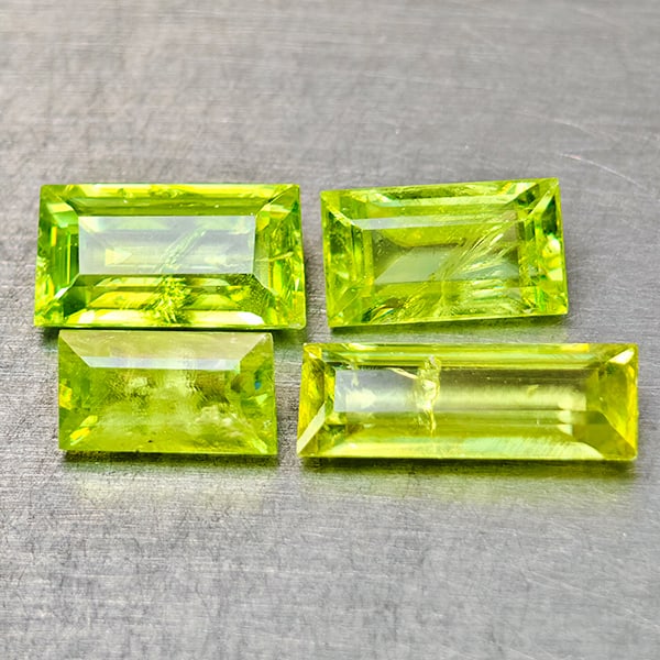 Natural Yellow Green Sphene Gemstones Red Spark 3.06 Ct. Baguette Shape 9.3 x 9.3 Mm.: Product ID: 806509020 Product Name: Natural Sphene Weight: 3.06 CT. Size: 9.3 x 9.3 x 2.2 MM. Shape: Baguette Color: Intense Yellow Green With Red Spark Clarity:SI1 Luster: Good Gems Origin: Madagasca