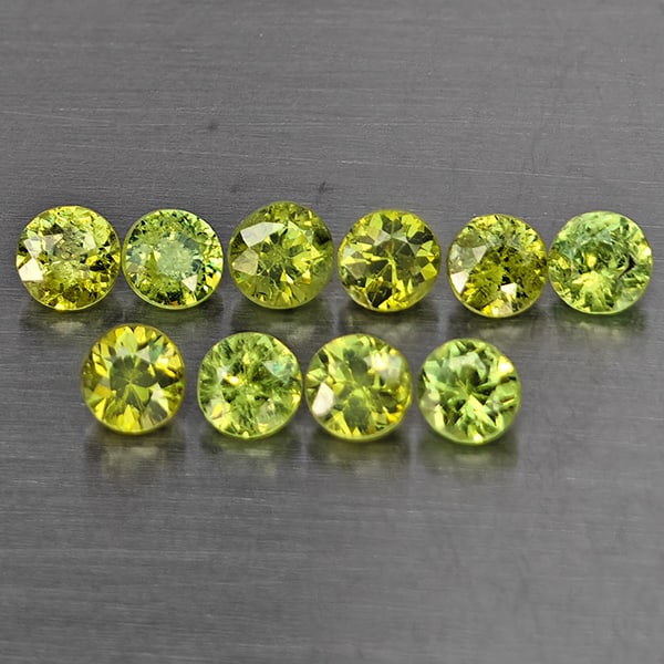 Natural Green Demantiod Garnet Gemstones 1.56 Ct. 10 Pcs. Round Diamond Cut 3 Mm.: Product ID: 802937703 Product Name: Natural Demantoid Weight: 1.58 CT. Size: 3 x 3 x 2.3 MM. Shape: Round Diamond Cut Color: Green Clarity:SI1 Luster: Good Gems Origin: Madagascar Treatment: Unheated 