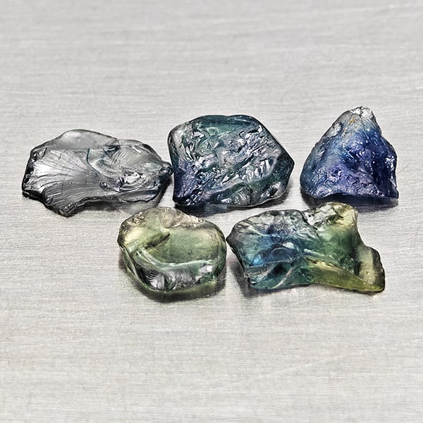 Natural Greenish Blue Sapphire Gemstones 2.44 Ct. 5 Pcs. Rough Shape (1 of 3)