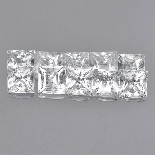 Natural White Topaz Gemstone 3.82 Ct. 10 Pcs. Square Princess Cut 4 Mm.: Product ID: 807164816 Product Name: Natural Topaz Weight: 3.82 CT. Size: 4 x 4 x 3 MM. Shape: Square Princess Cut Color: White Clarity:VVS - VSI Luster: Good Gems Origin: Brazil Treatment: Unheated / 