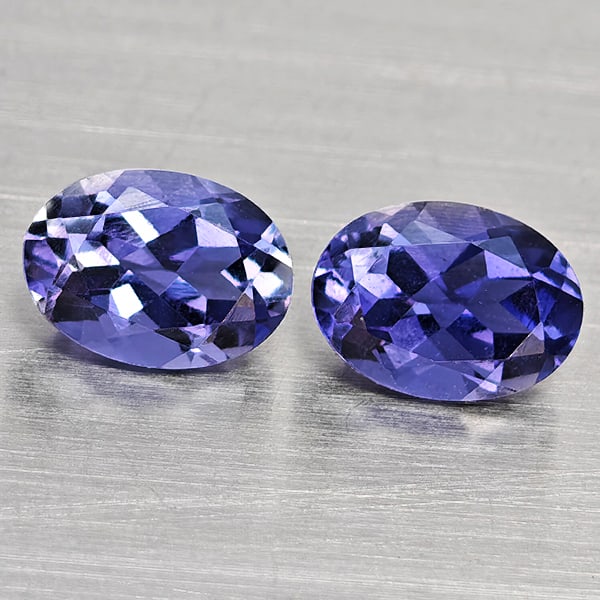 Natural Violet Blue Iolite Gemstones 1.49 Ct. 2 Pcs. Oval Shape 7.2 x 5.2 Mm. (1 of 3)