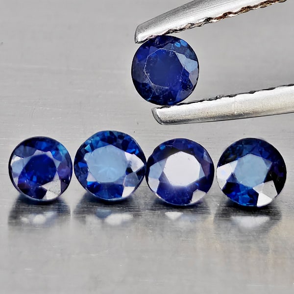 Natural Blue Sapphire Gemstones 0.73 Ct. 5 Pcs. Round Shape 3 Mm.: Product ID: 806012395 Product Name: Natural Blue Sapphire Weight: 0.73 CT. Size: 3 x 3 x 1.8 MM. Shape: Round Shape Color: Blue Clarity:SI1 Luster: Good Gems Origin: Madagascar Treatment: Heated Cryst