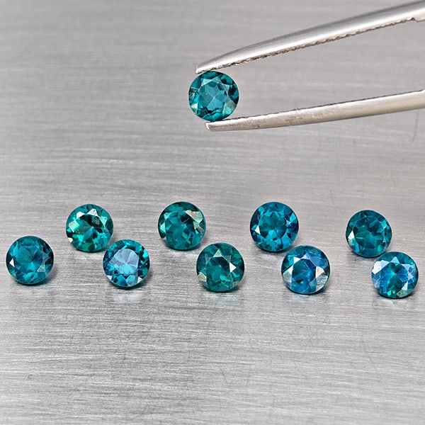 Natural Bluish Green Topaz Gemstones 3.41 Ct. 10 Pcs. Round Shape 4.3 Mm. (1 of 3)