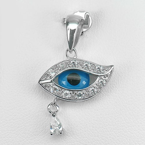 925 Sterling Silver Pendant Jewelry White Gold Plated 3.30 Grams: Product ID: 281330180 Product Type: 925 Sterling Silver Fine Jewelry Jewelry Weight: 3.30 Grams. Gemstones Color: Blue Metal: Solid Silver 92.5%. Gemstone Detail: Pear White CZ Size 4.3 x 3 Mm. 1 Pc. 