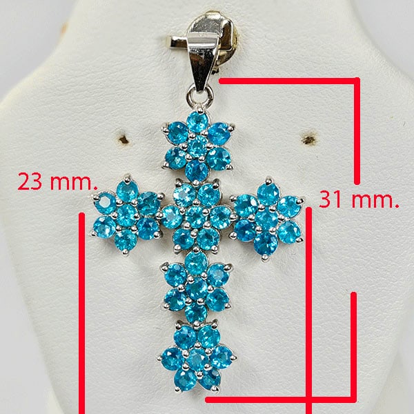 Natural Sky Blue Apatite Gemstones 925 Sterling Silver Pendant Jewelry 3.76 G. (1 of 3)