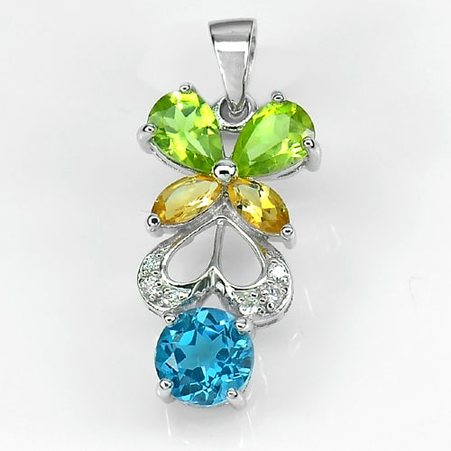 Natural Topaz & Citrine & Peridot 925 Sterling Silver Pendant Jewelry 2.91 G.: Product ID: 281130117 Product Name: Natural Fashion Jewelry Weight: 2.91 CT. Size: 28 x 11.5 Mm. MM. Shape: Round, Pear, Marquise Color: Multi-Color Clarity:VVS Luster: Good Gems Origin: Thailand Trea